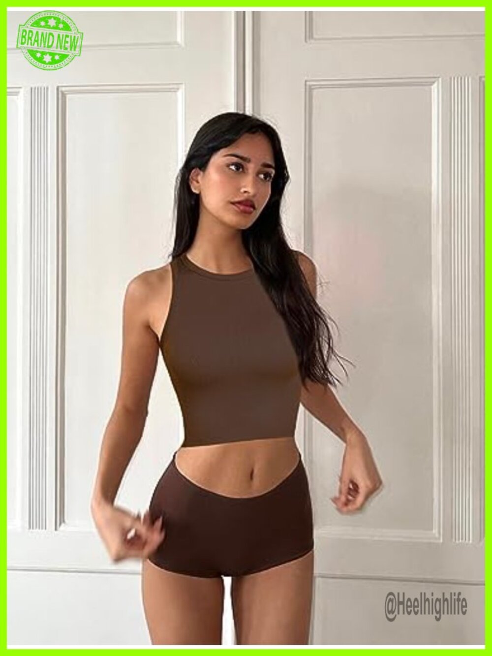 3 Pack Crop Tank Tops Seamless Ribbed High Neck Racerback Yoga Gym Workout - Picture 5 of 7